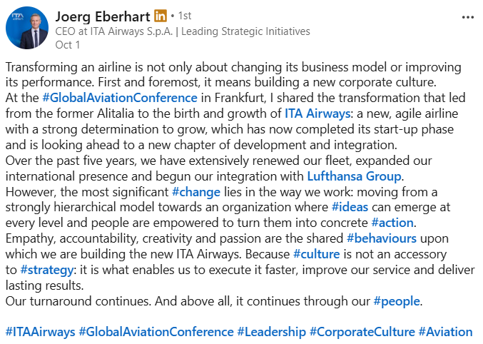 ITA Airways CEO reference