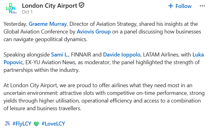 London City Airport reference